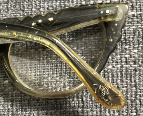 Vintage Women's Plastic Cats Eye Style Retro Rhinestone With Glass Case - Fresh Stock Dated December 2025