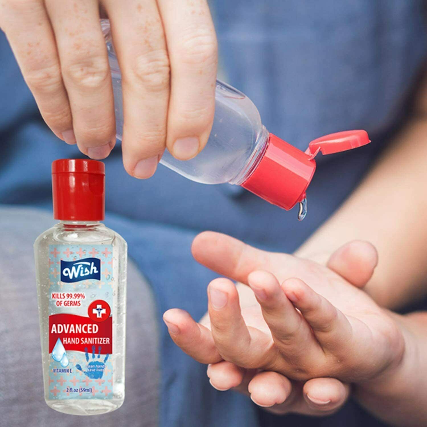 Wish Advance Hand Sanitizer 2oz Pocket Size 24 Bottles with Flip Top 70% Alcohol - Fresh Stock Dated February 2026