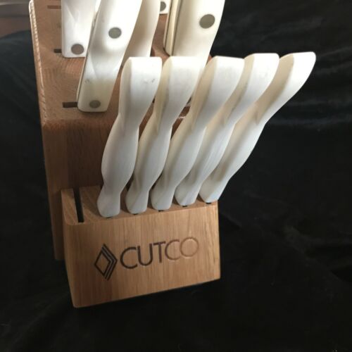 Cutco Knife Set - Pearl White handles 13 Pieces Including Block & 5 Stake Knives - Fresh Stock Dated December 2025