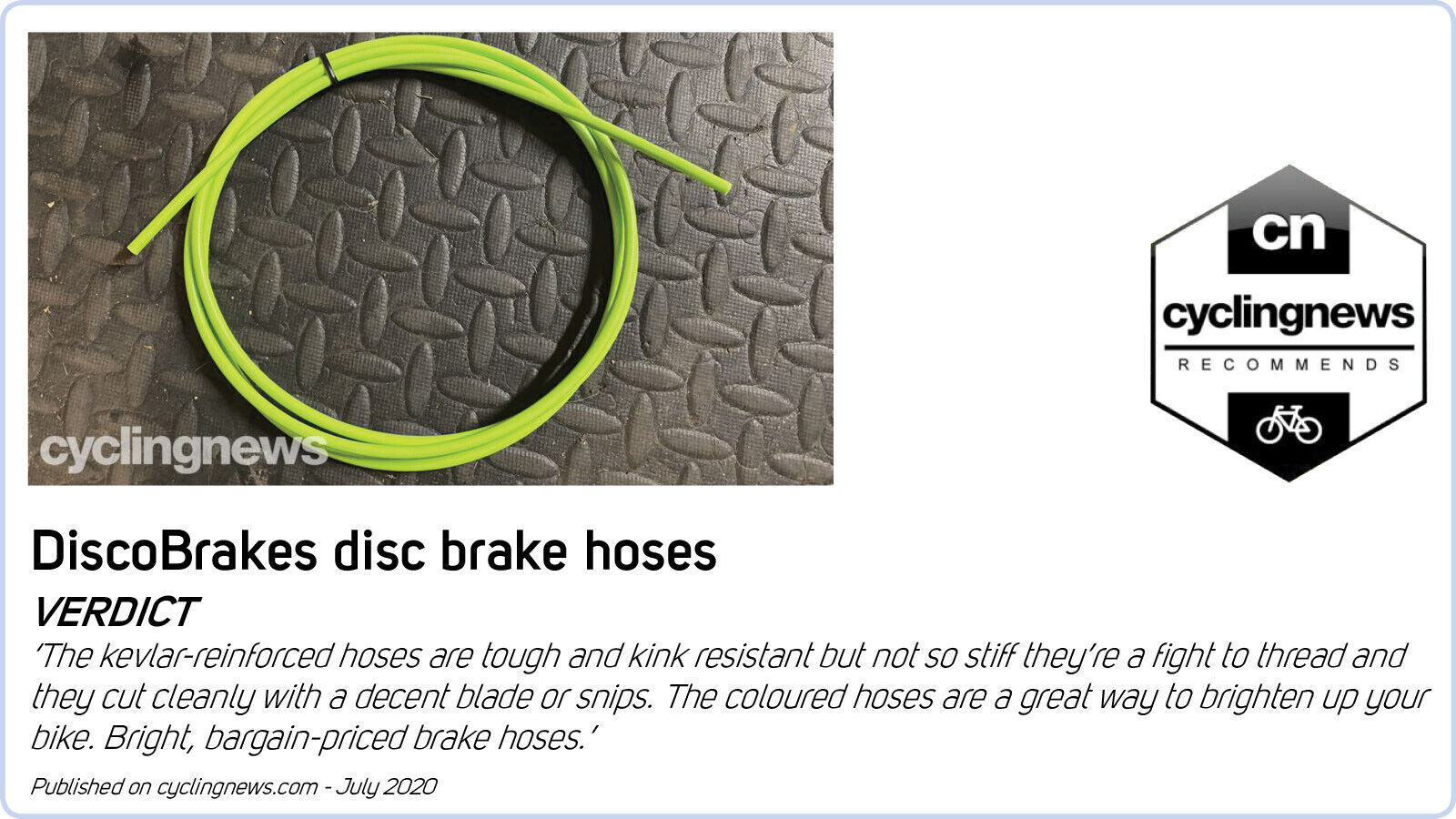 Stainless Steel Braided Hydraulic Disc Brake Hose 85cm Front, Banjo Needle Olive - Fresh Stock Dated February 2026