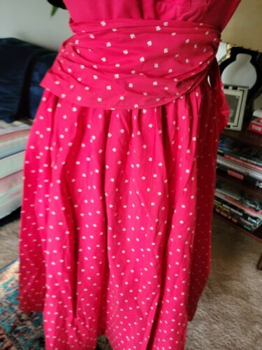 1950s Vintage novelty print Red Cotton wrap waist Skirt 24w Clovers VLV - Fresh Stock Dated February 2026