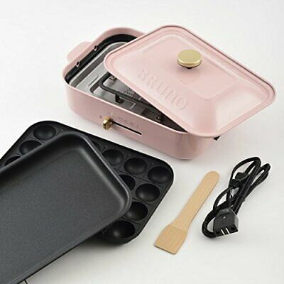 BRUNO Compact Hot Plate Flat & Takoyaki & Ceramic Coated Pan Pale Pin... - Fresh Stock Dated December 2025