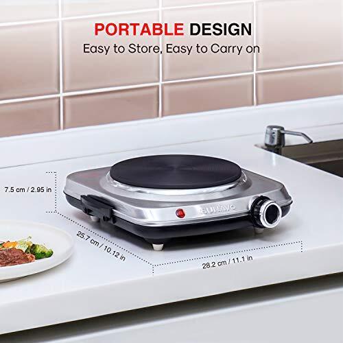 1500W Hot Plates for Cooking, Electric Single Burner with Handles,6 Power Levels - Fresh Stock Dated December 2025