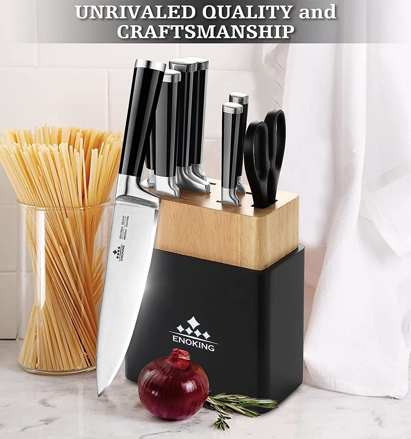 Knife Set, 8-Piece Kitchen Knife Set with Block Wooden German Stainless Steel - Fresh Stock Dated February 2026