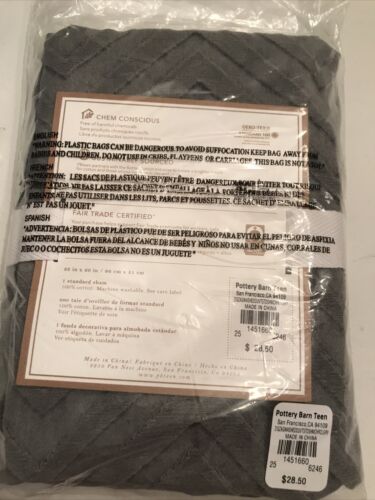 pottery barn teen zig zag sham grey new - Fresh Stock Dated December 2025