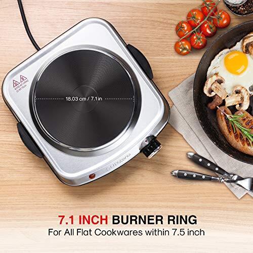 1500W Hot Plates for Cooking, Electric Single Burner with Handles,6 Power Levels - Fresh Stock Dated December 2025