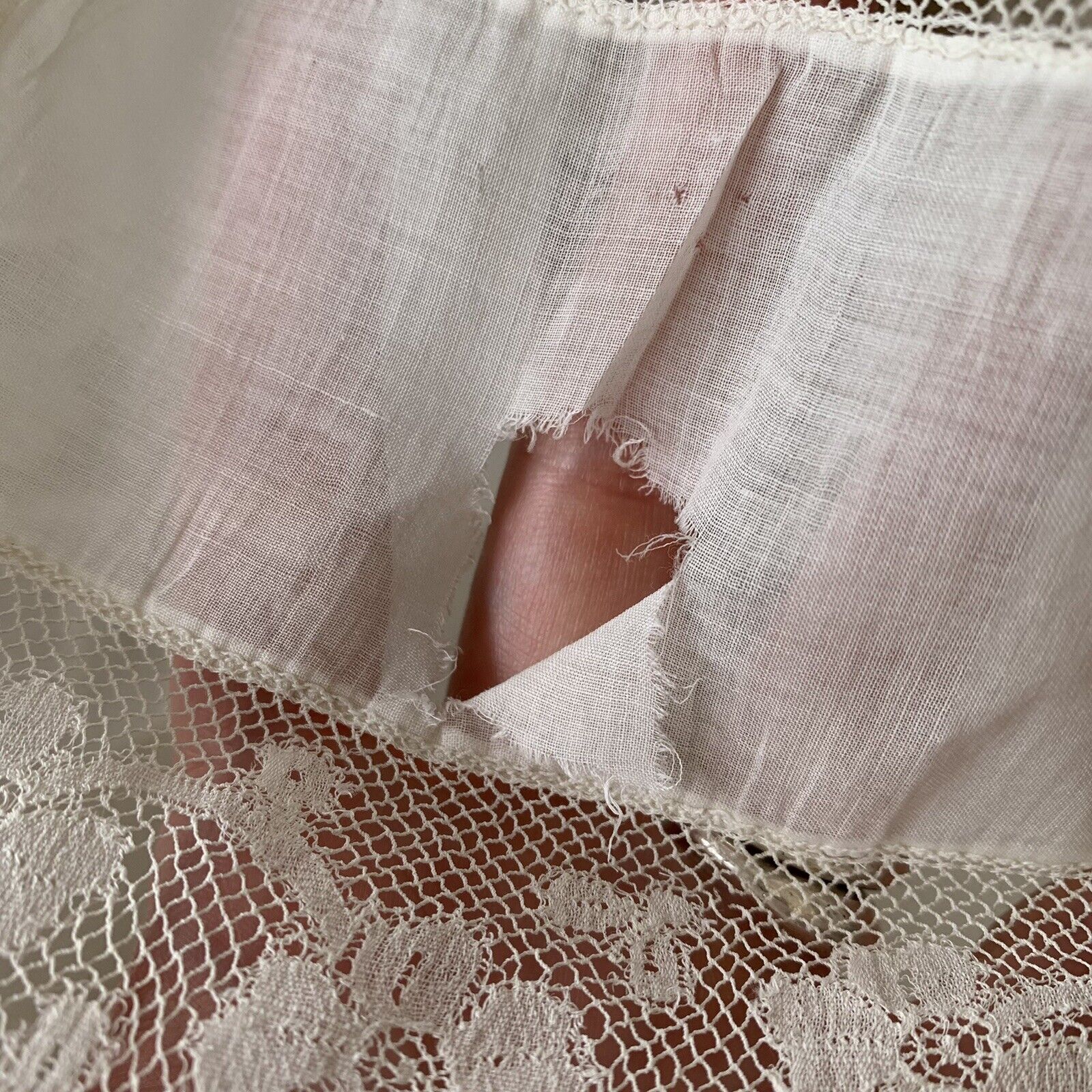 Victorian Edwardian White Organdy Petticoat Slip Skirt with Lace Trim - Fresh Stock Dated March 2026