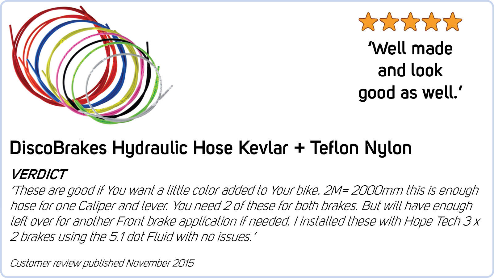 Stainless Steel Braided Hydraulic Disc Brake Hose 85cm Front, Banjo Needle Olive - Fresh Stock Dated February 2026