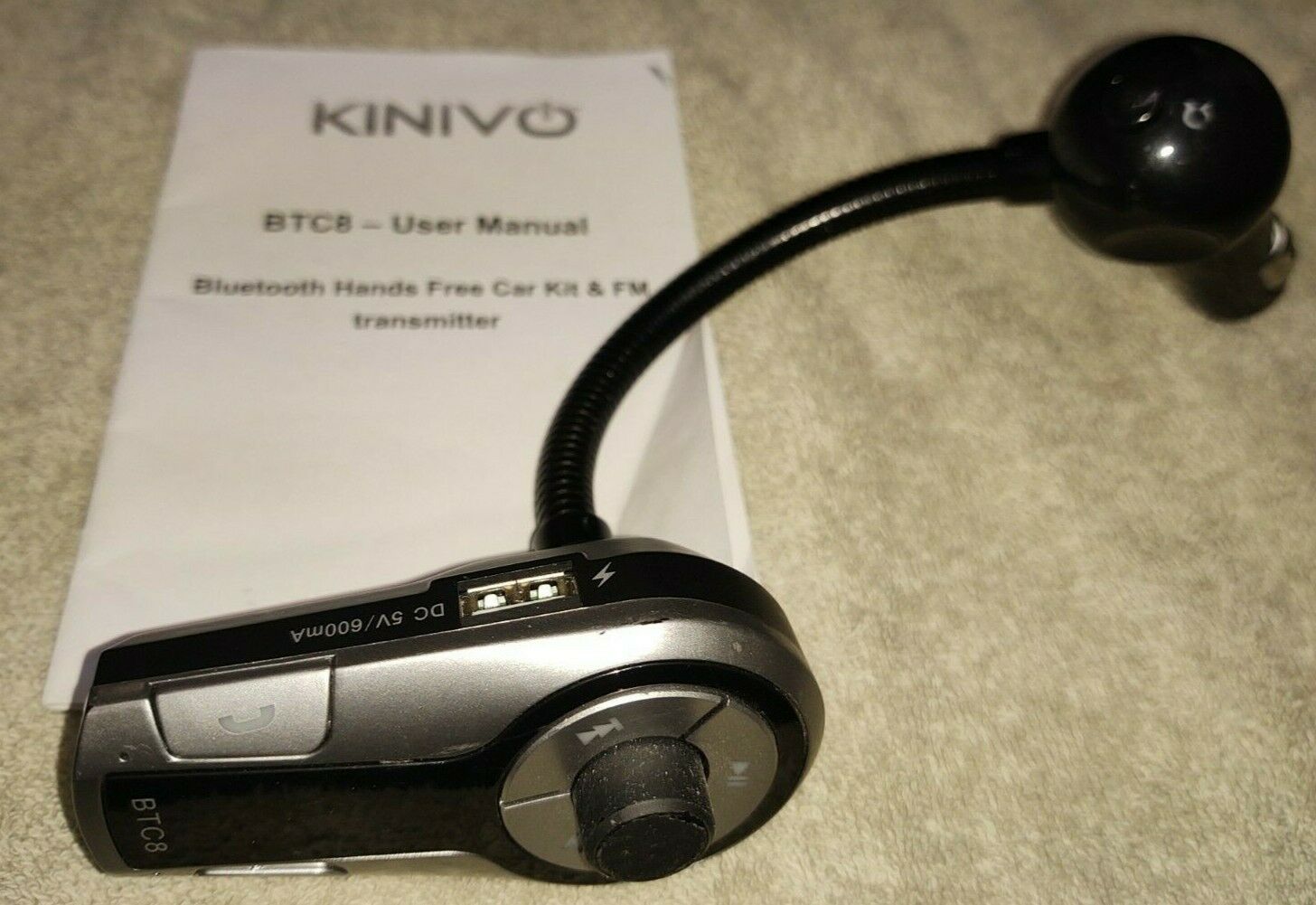 KINIVO BTC8 handsfree auto BLUE TOOTH Receiver FM Transmitter adapter phone musi - Fresh Stock Dated December 2025