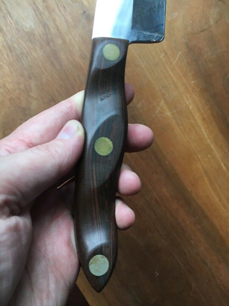 CUTCO NO. 25 Butcher carving Knife BROWN WOOD HANDLE MADE IN USA EX++ - Fresh Stock Dated December 2025