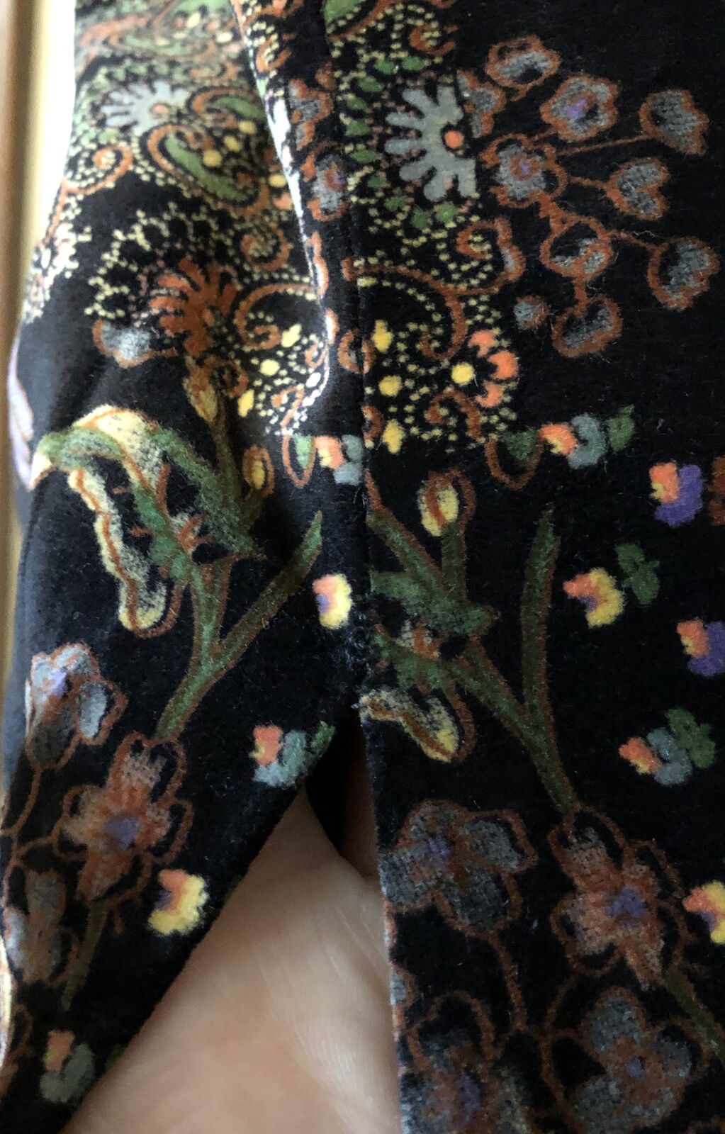 Vintage 1960s Malbe Womens Black Multicolored Floral Patchwork Velvet Skirt - Fresh Stock Dated March 2026