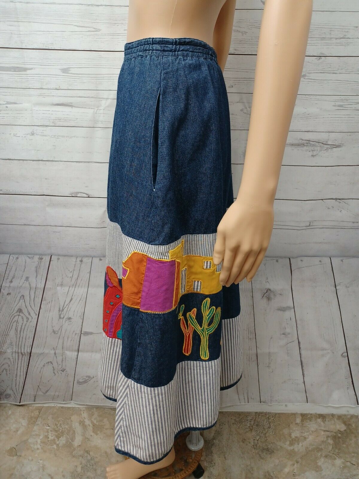 Vtg 80's Womens Southwestern Embroidered Pink Skirt Square Dancing Pockets Sz  L - Fresh Stock Dated March 2026