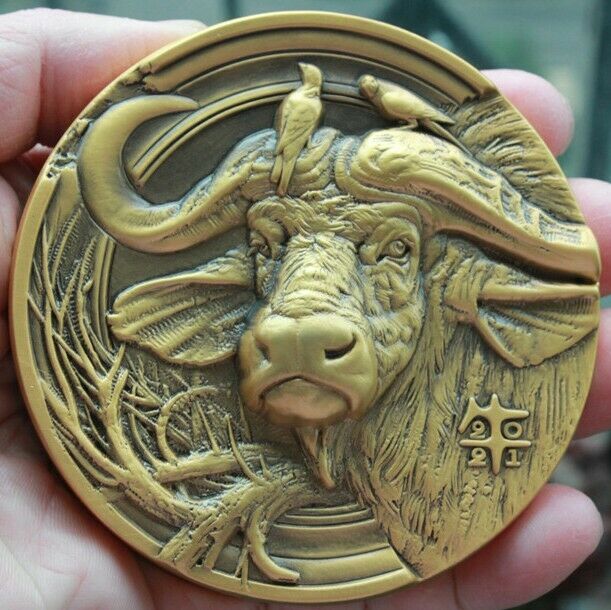 2021 China Gold Plated Brass and Paktong with Enamel Medals - Lunar Year of Ox - Fresh Stock Dated February 2026