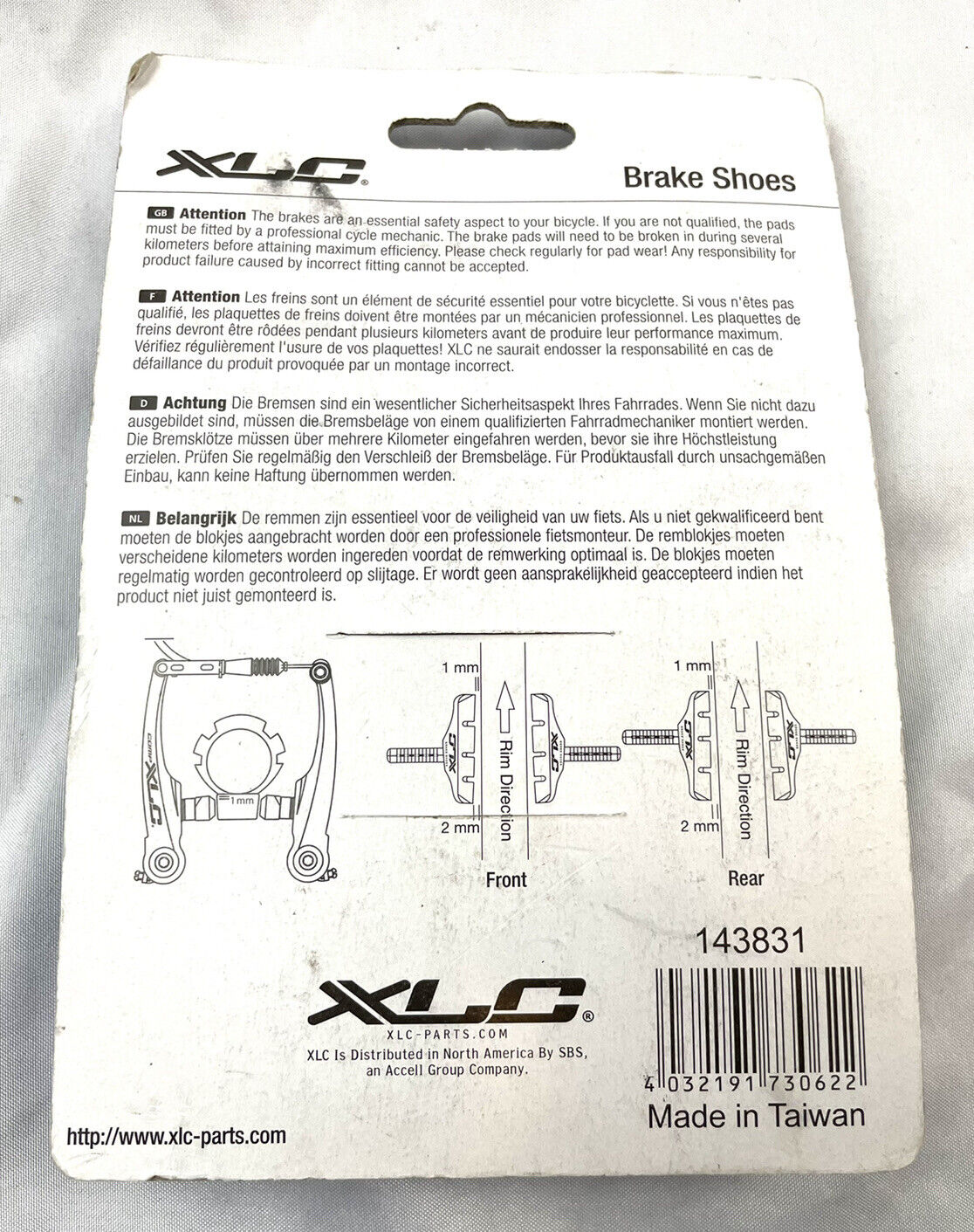 XLC Bike Brake Shoes / Pads With Cooling Fins - Fresh Stock Dated February 2026