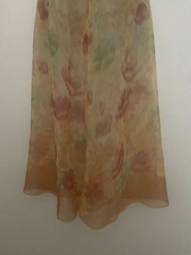 1970s 1980s oarnge floral print semi shear hippie boho bohemian small midi skirt - Fresh Stock Dated February 2026