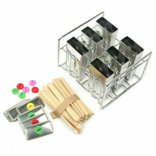 6 Pcs Popsicle Mold Rack Ice Cream Mold Frozen Treat Maker 50 Wooden Sticks - Fresh Stock Dated December 2025