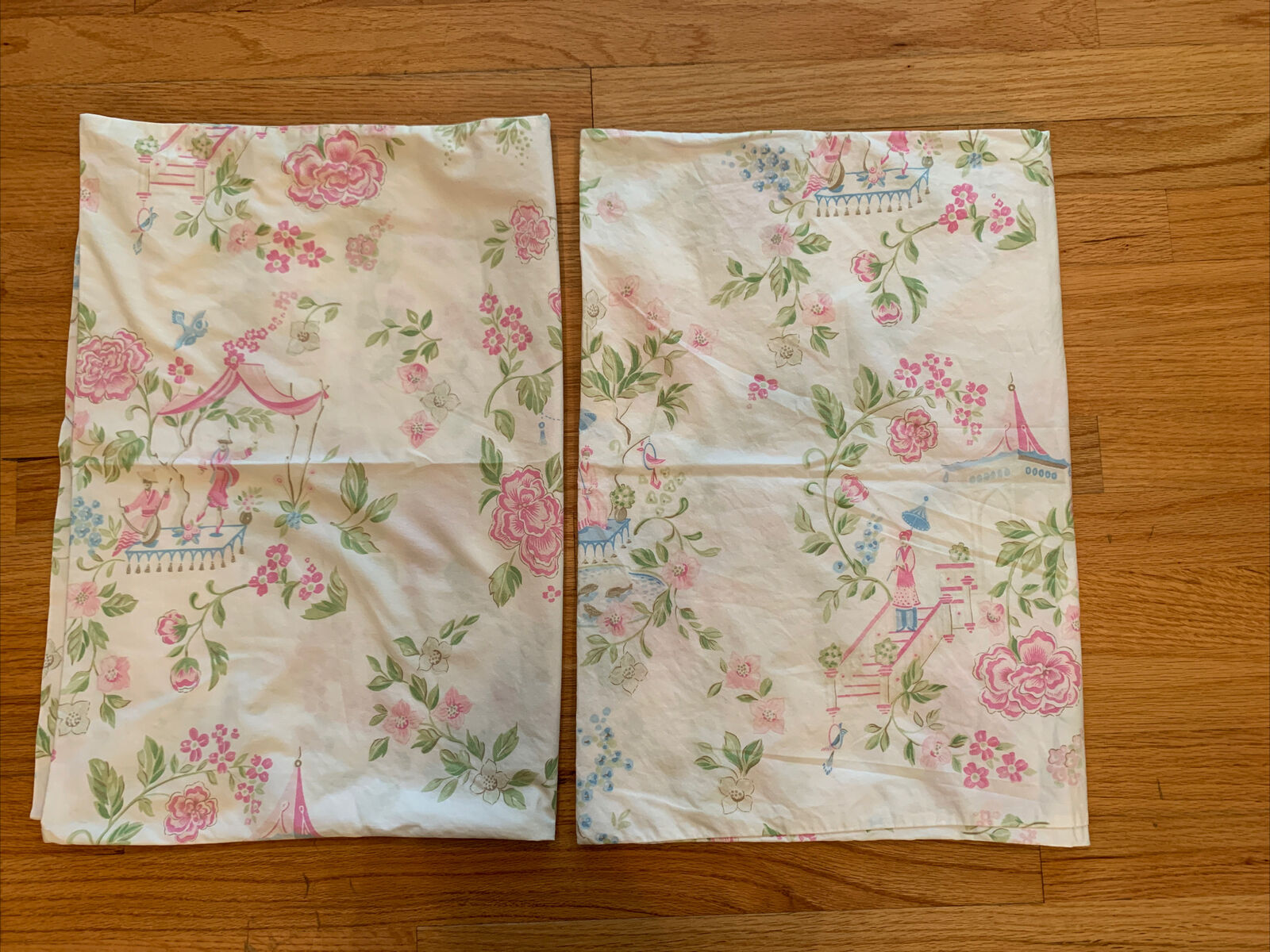 Pottery Barn Kids cherry blossom asian toile two standard pillow cases - Fresh Stock Dated December 2025