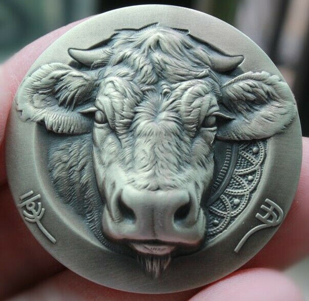 2021 China Gold Plated Brass and Paktong with Enamel Medals - Lunar Year of Ox - Fresh Stock Dated February 2026