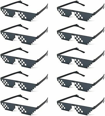 10 Pieces Thug Life Party Sunglasses Pixelated Mosaic Eyewear Black for Unisex A - Fresh Stock Dated February 2026