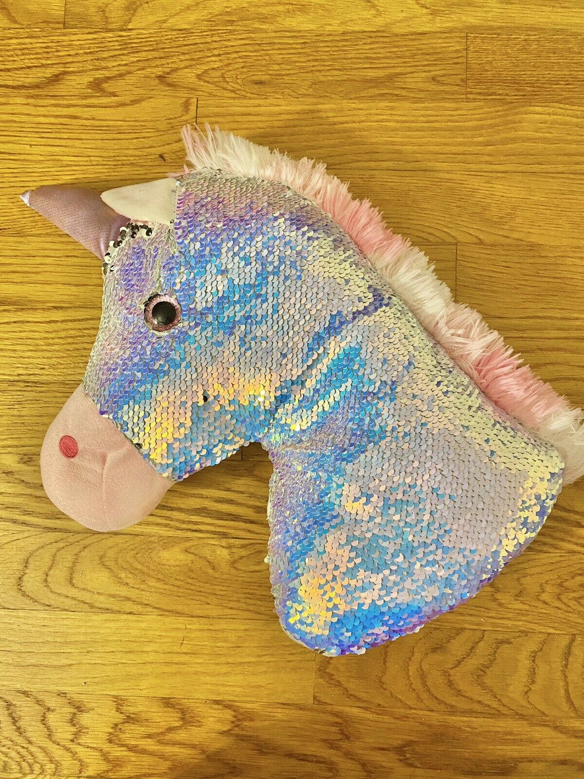 18 inches White and pink unicorn Iridescent sequin pillow - Fresh Stock Dated February 2026