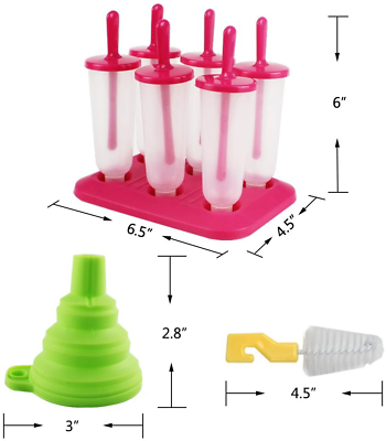 Popsicle Molds 3 Sets Ice Pop Molds Ice Pop Maker With Funnel & Brush 3 ColorS - Fresh Stock Dated February 2026