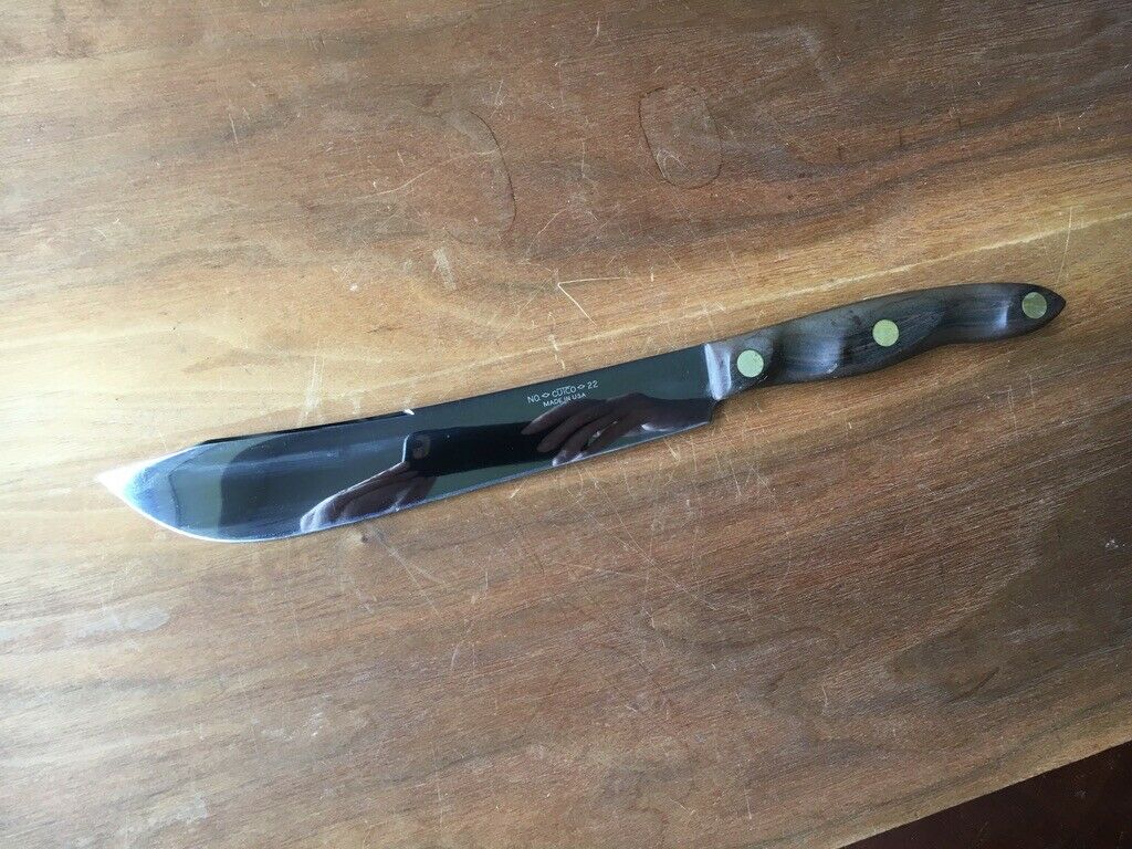 CUTCO NO. 22 Butcher Knife BROWN WOOD HANDLE MADE IN USA EX++ - Fresh Stock Dated December 2025