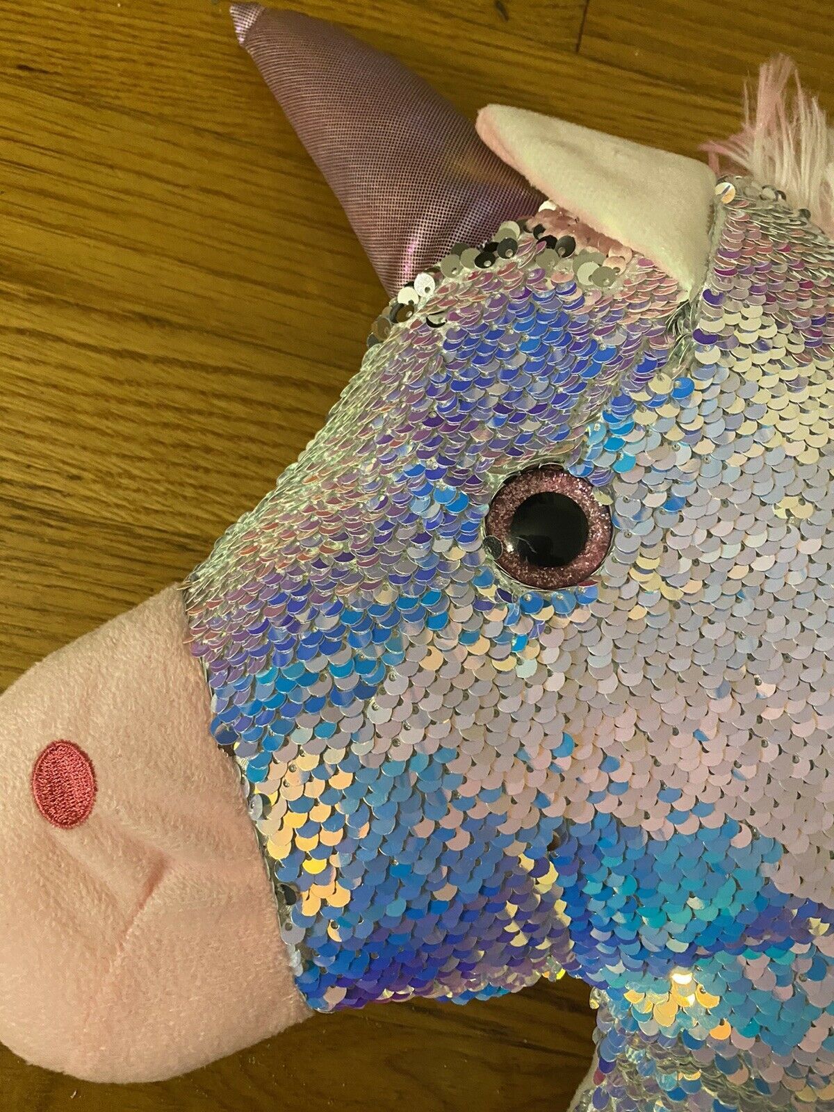 18 inches White and pink unicorn Iridescent sequin pillow - Fresh Stock Dated February 2026