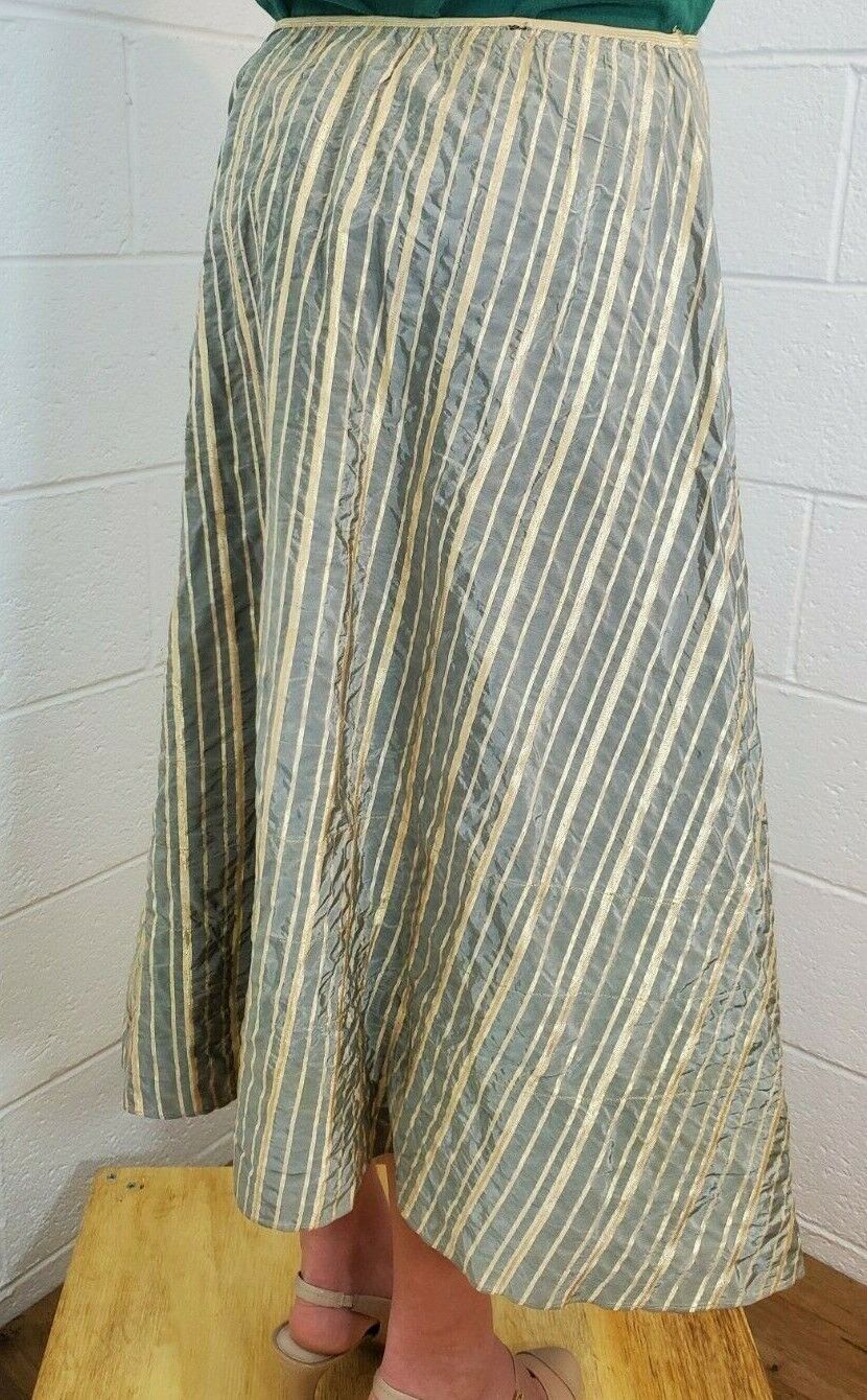 Authentic Vintage 1950s Homemade Metallic Gray Taffeta Skirt w/ Crinoline Size S - Fresh Stock Dated March 2026