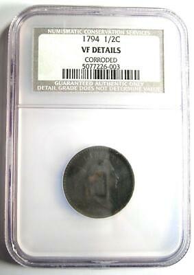 1794 Liberty Cap Flowing Hair Half Cent 1/2C - NGC VF Detail - Rare Coin! - Fresh Stock Dated December 2025