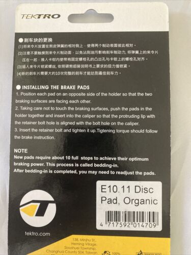Tektro E10.11 Organic Disc Brake Pads - Fresh Stock Dated February 2026