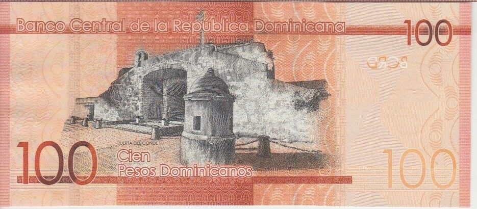 Dominican Republic Banknote P. 190a 100 Pesos 2014 Prefix AC , UNC - Fresh Stock Dated December 2025