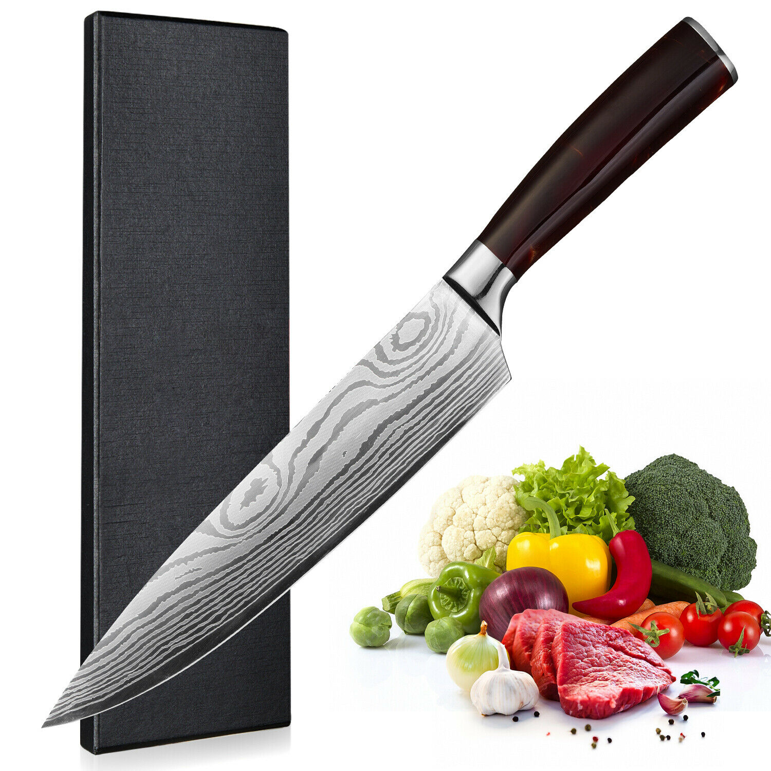 1-8Pcs Kitchen Knife Set Carbon Steel Cleaver Fish Vegetable Chef Utility Knives - Fresh Stock Dated December 2025