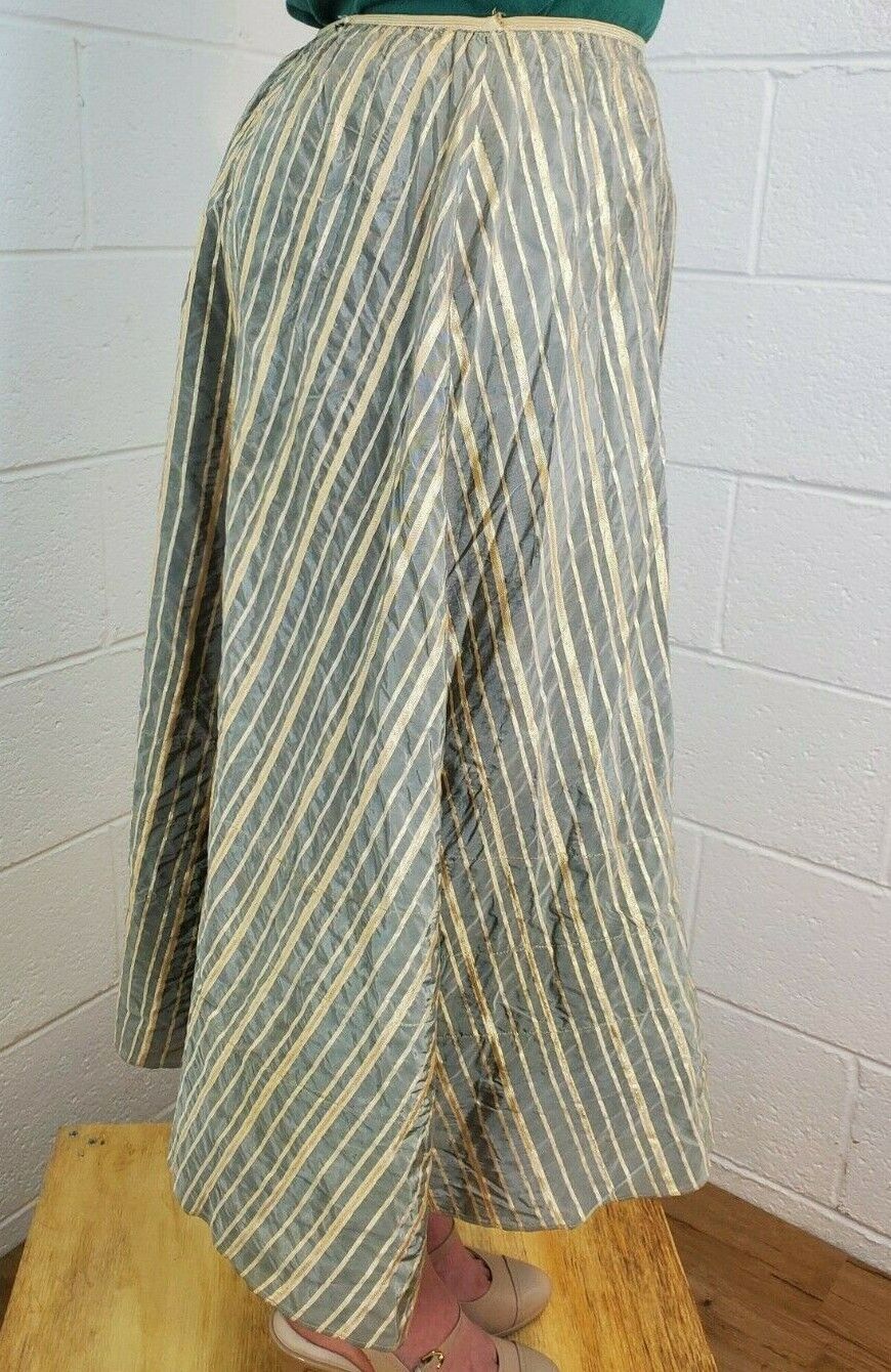 Authentic Vintage 1950s Homemade Metallic Gray Taffeta Skirt w/ Crinoline Size S - Fresh Stock Dated March 2026