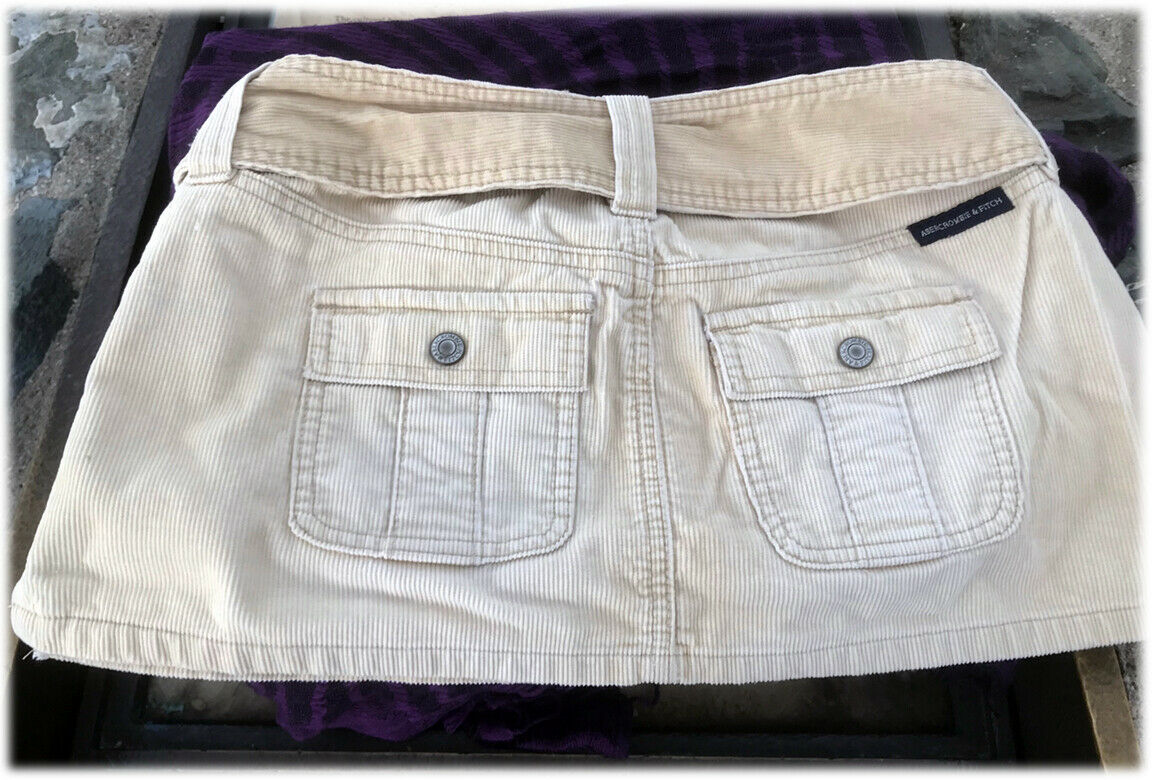 Vintage (1966-1972) Abercrombie And Fitch Corduroy Micro Mini Skirt W. Belt MOD! - Fresh Stock Dated February 2026