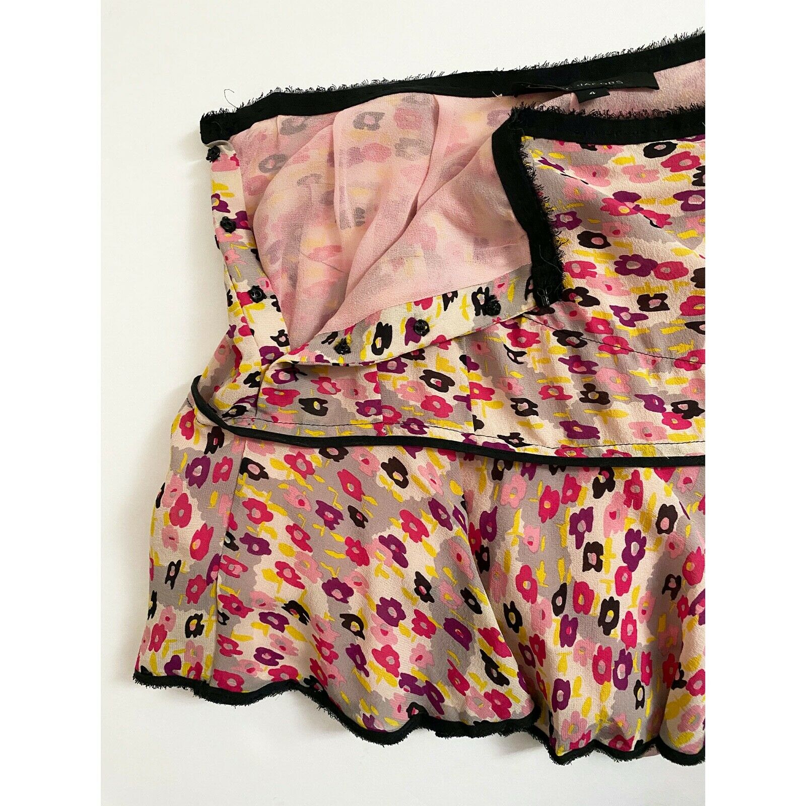 MARC JACOBS Floral Silk Mini Skirt - Low Waist & Tiered Flippy A Line - Size 4 - Fresh Stock Dated February 2026