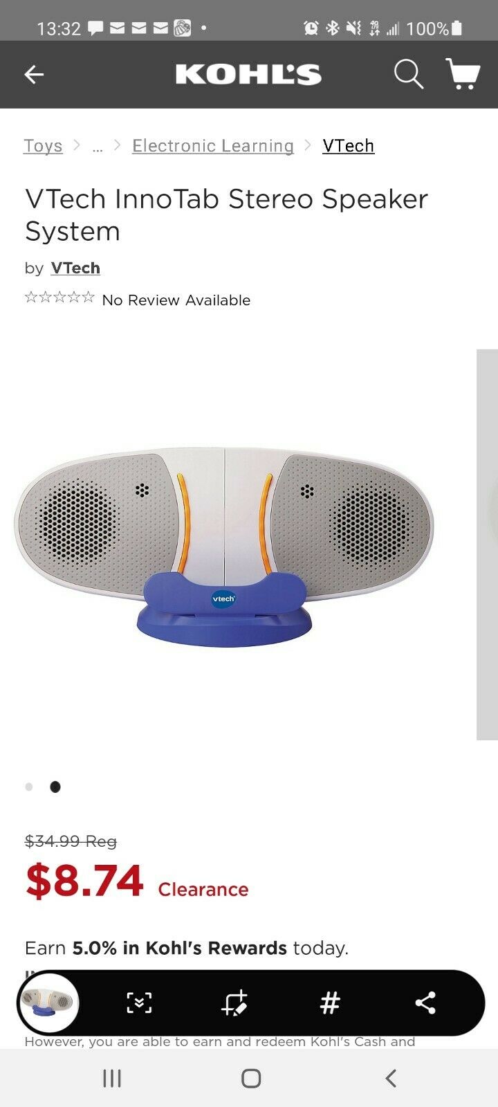 New VTech InnoTab 2/2S/3/3S Stereo Speaker System Model 80-211200~New in Box - Fresh Stock Dated February 2026