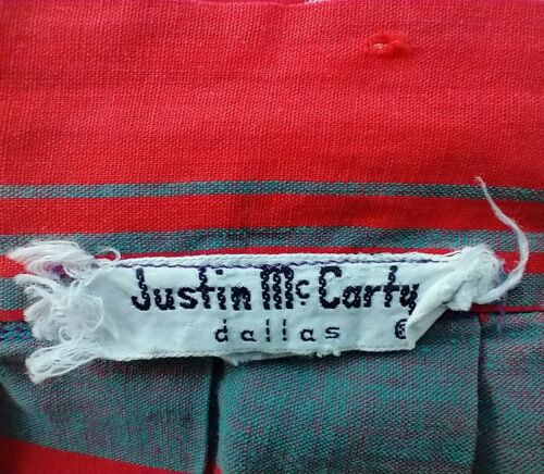 Vintage 1960s Justin McCarty Dallas Southwestern Stripe Print Gathered Skirt S/M - Fresh Stock Dated March 2026