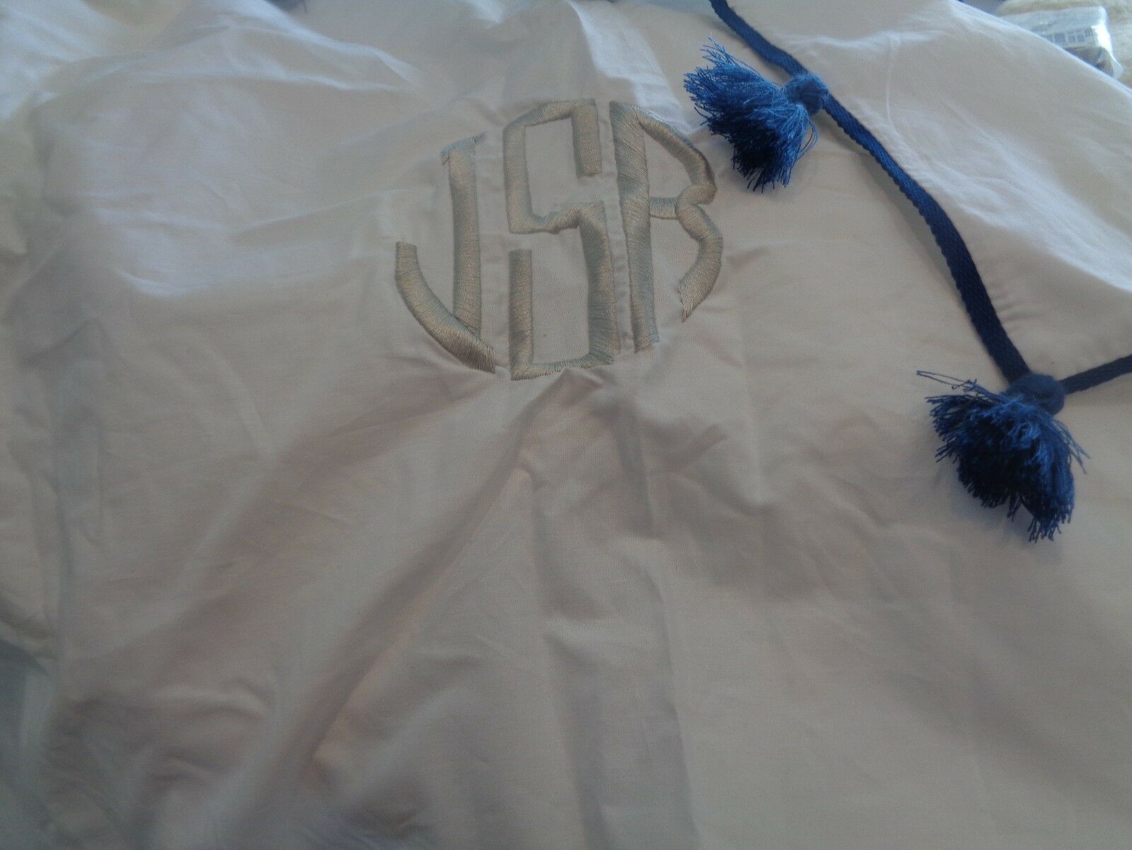 2 Pottery Barn Teen Tassel standard  shams monogrammed 