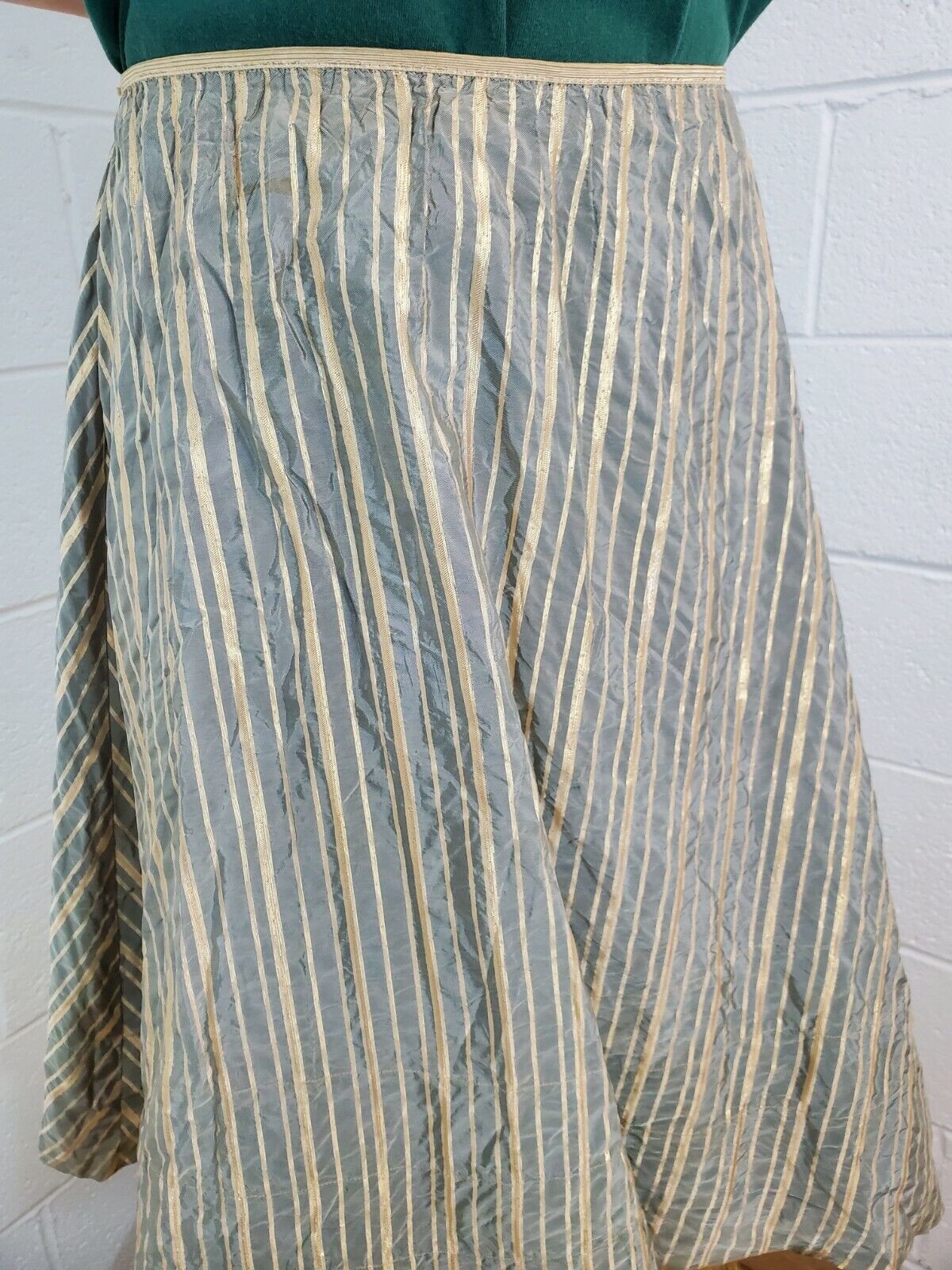 Authentic Vintage 1950s Homemade Metallic Gray Taffeta Skirt w/ Crinoline Size S - Fresh Stock Dated March 2026