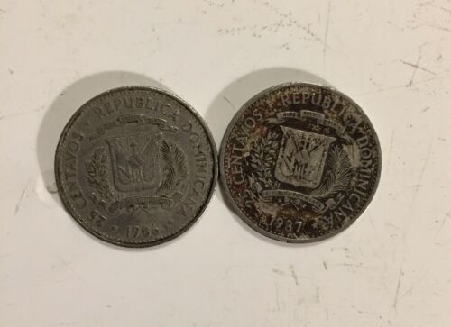 LOT OF 2 1986, 87 Dominican Republic 25 Centavos Mirabal Sisters - Fresh Stock Dated February 2026