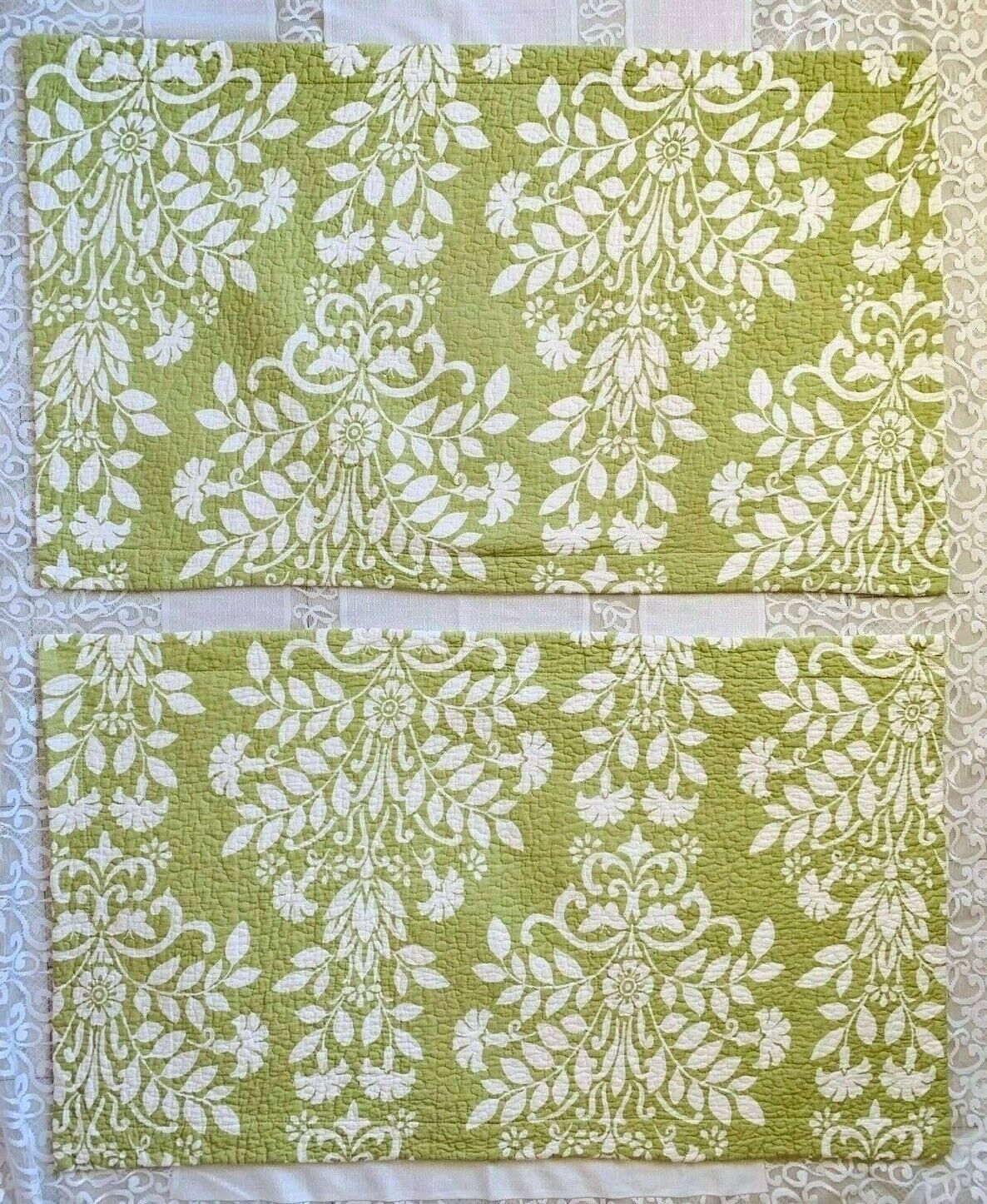 2 Vintage Laura Ashley King Size 24”x 40” Quilted Pillow Shams Green & White - Fresh Stock Dated December 2025