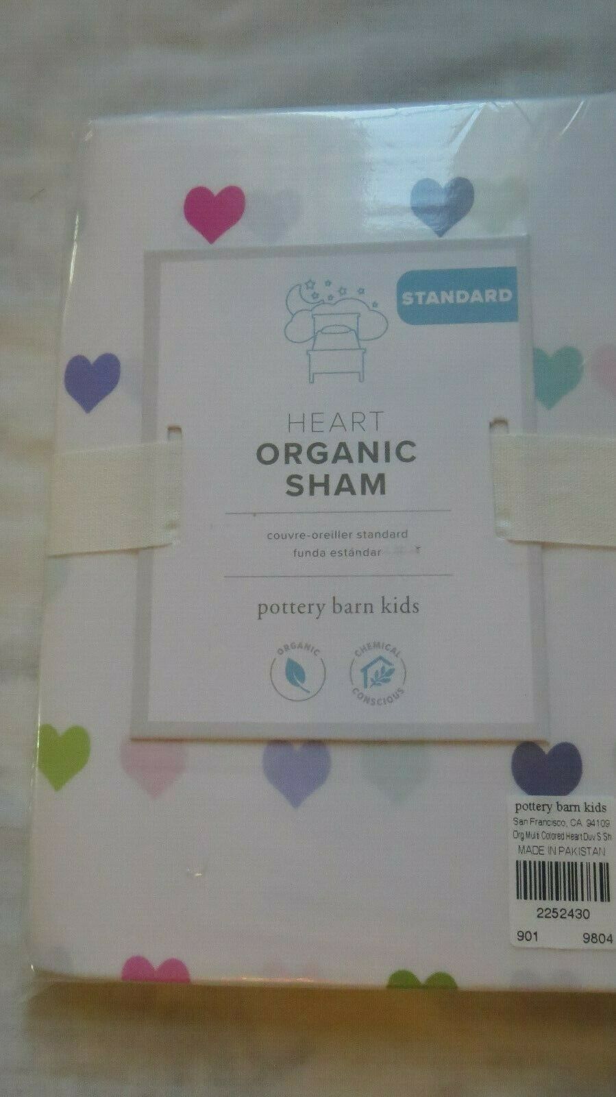 Pottery Barn Multi Heart PILLOW SHAM cover Princess Purple Lavender ORGANIC girl - Fresh Stock Dated December 2025