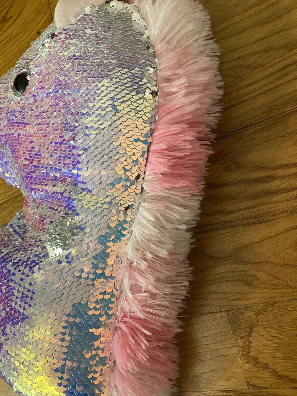 18 inches White and pink unicorn Iridescent sequin pillow - Fresh Stock Dated February 2026