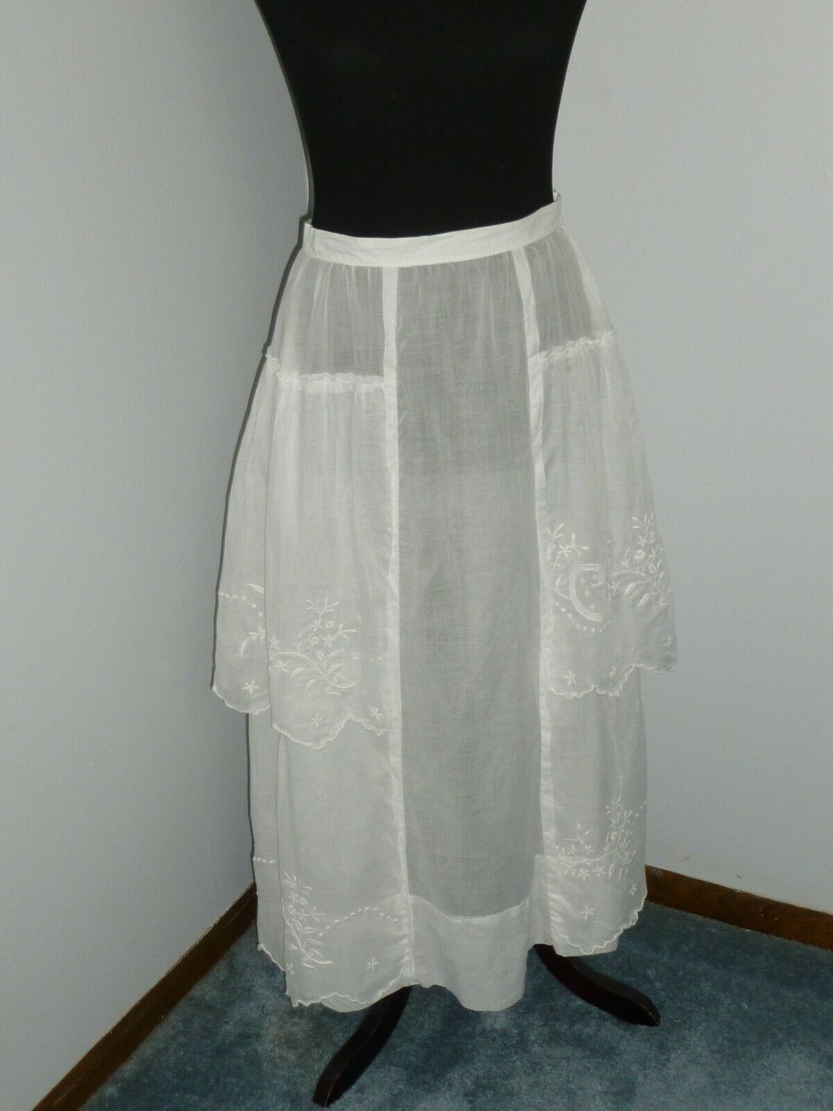 Antique Victorian Edwardian Layered Skirt c1900s Walking Skirt Embroidery Lace - Fresh Stock Dated March 2026