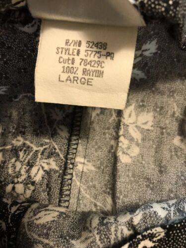 Vintage Studio 90s Full Skirt Rayon Floral Black White Button Front Boho Midi L - Fresh Stock Dated February 2026