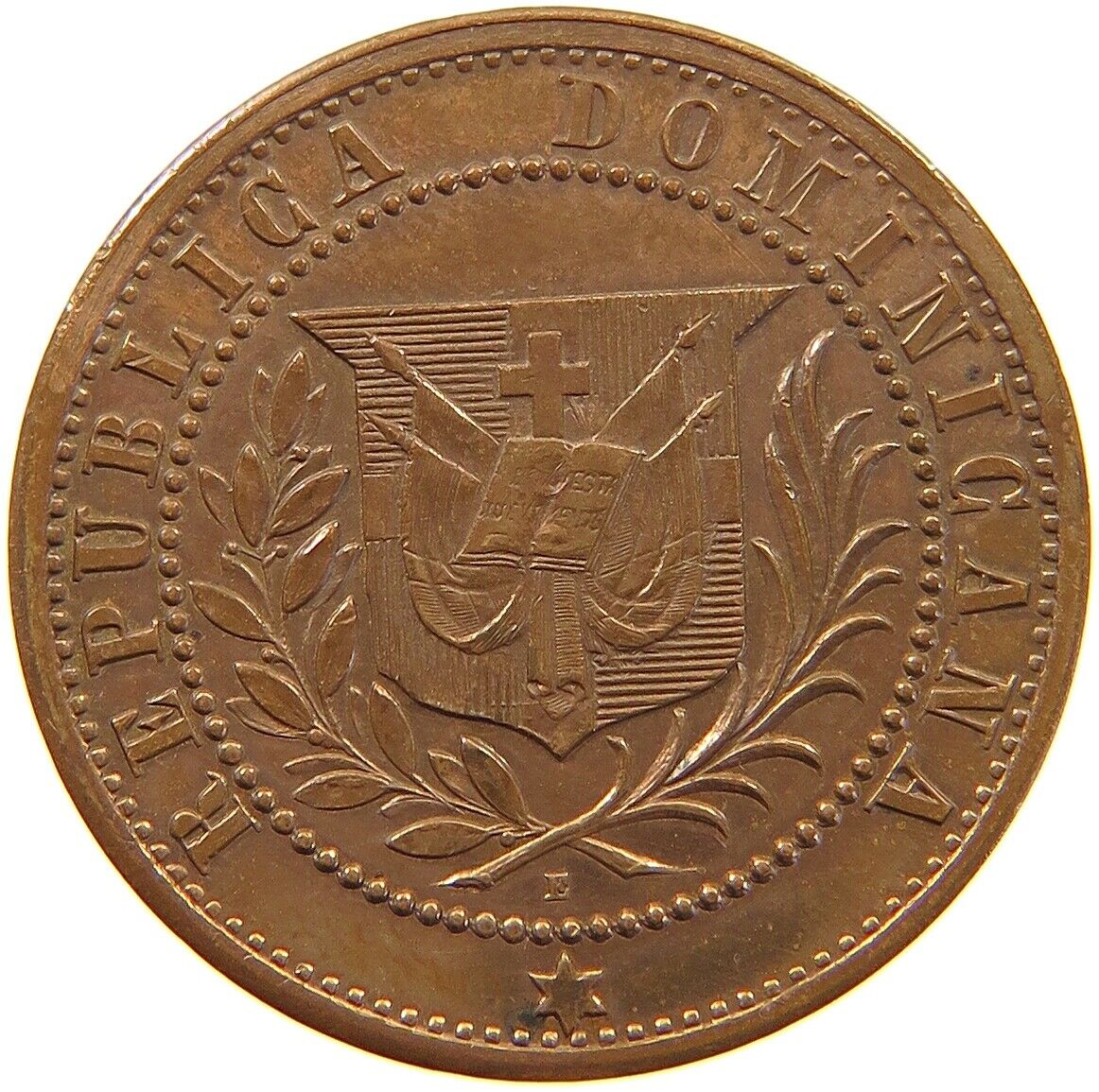 DOMINICAN CENTAVO 1877 PATTERN RARE TOP SHINNY FILEDS #t84 141 - Fresh Stock Dated December 2025