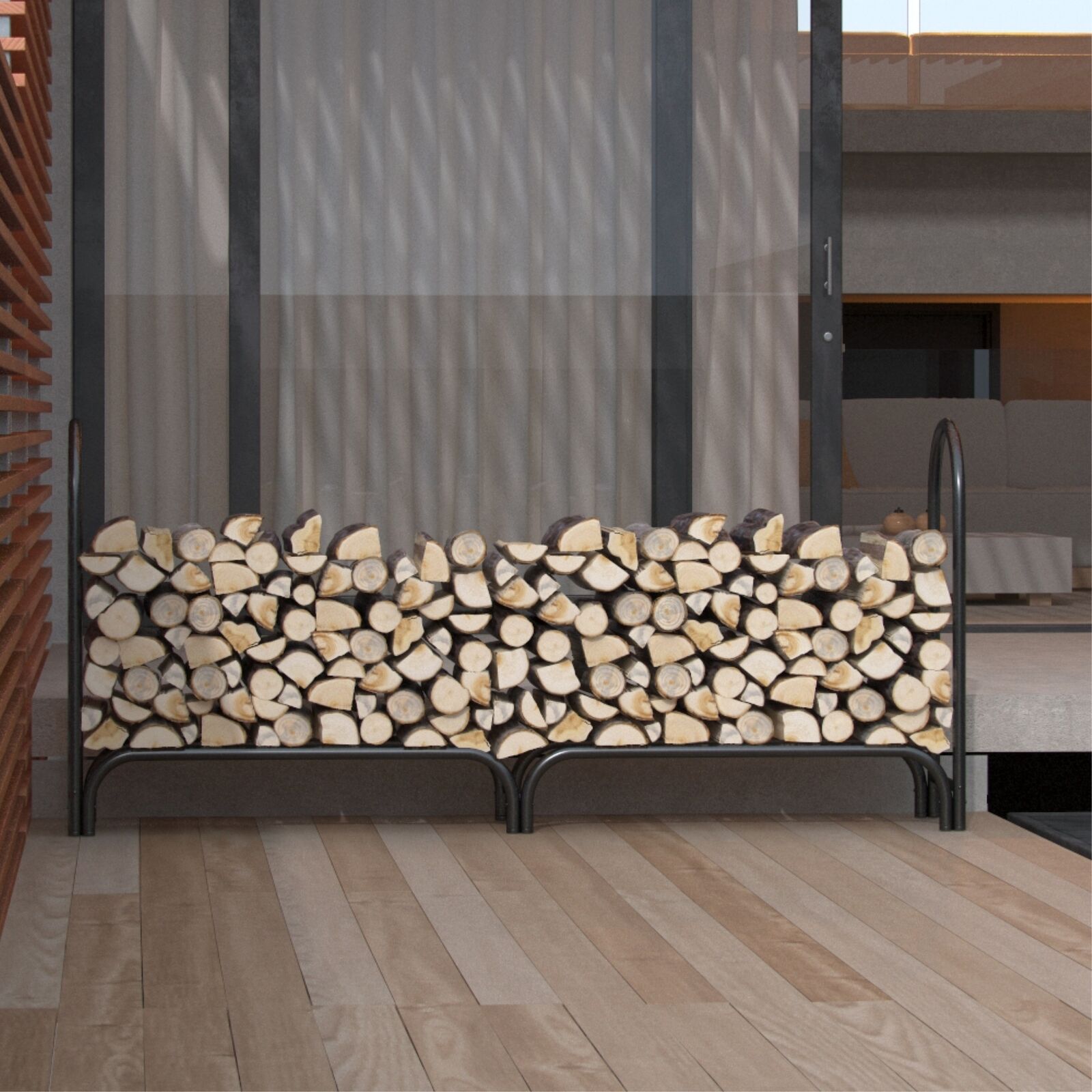 Regal Flame Elite 8 Foot Indoor Outdoor Black Shelter Firewood Log Rack - Fresh Stock Dated February 2026