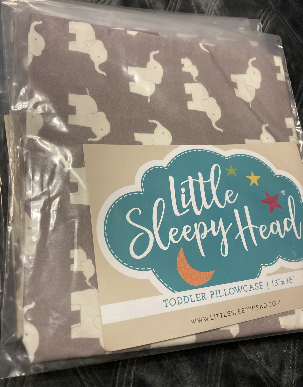 Lot Of 2-GRAY/WHITE ELEPHANTS- Little Sleepy Head Toddler Pillow Case 13