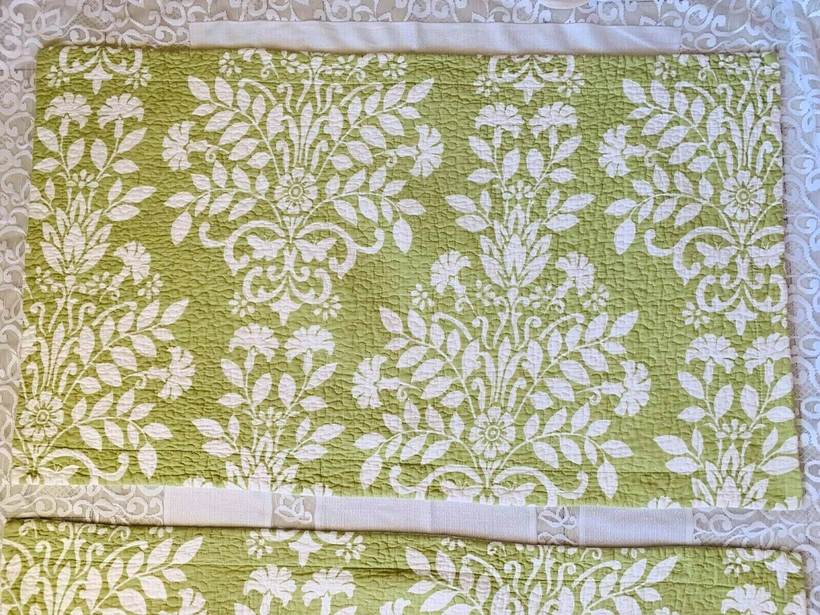 2 Vintage Laura Ashley King Size 24”x 40” Quilted Pillow Shams Green & White - Fresh Stock Dated December 2025