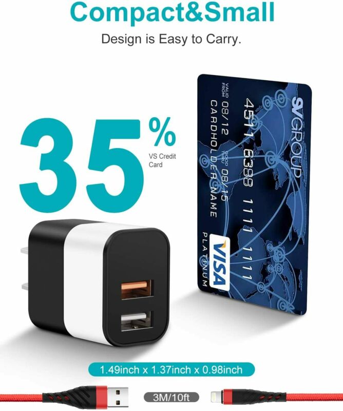 [MFi Certified] iPhone Charger Block with Wall Plug,2Pack 10ft Lightning... - Fresh Stock Dated February 2026